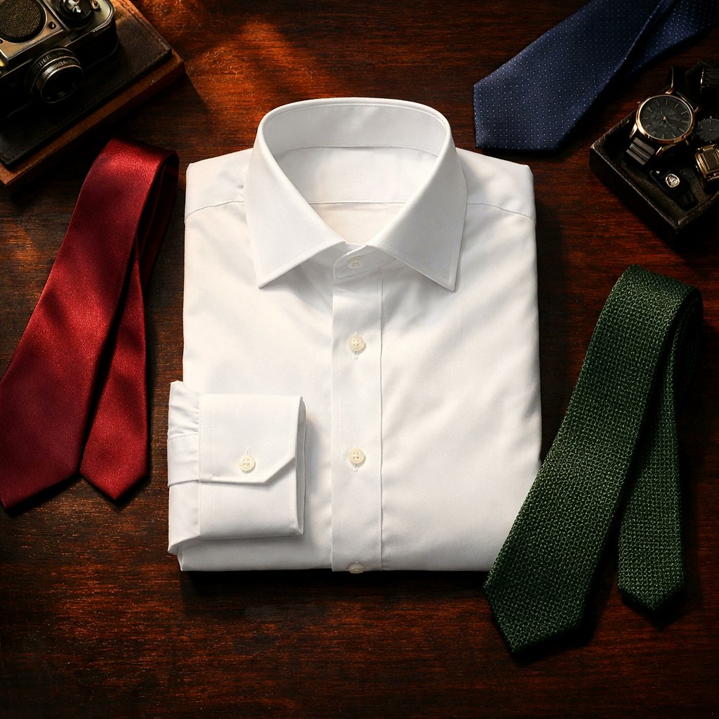 men_mode's tweet image. The 1 Shirt, 3 Ties Strategy: Maximize your wardrobe with high-quality staples. One premium white shirt + three distinct ties = a week of elite looks. Simplify your style. 🔗 lamodemensclothing.com #CapsuleWardrobe #EffortlessStyle