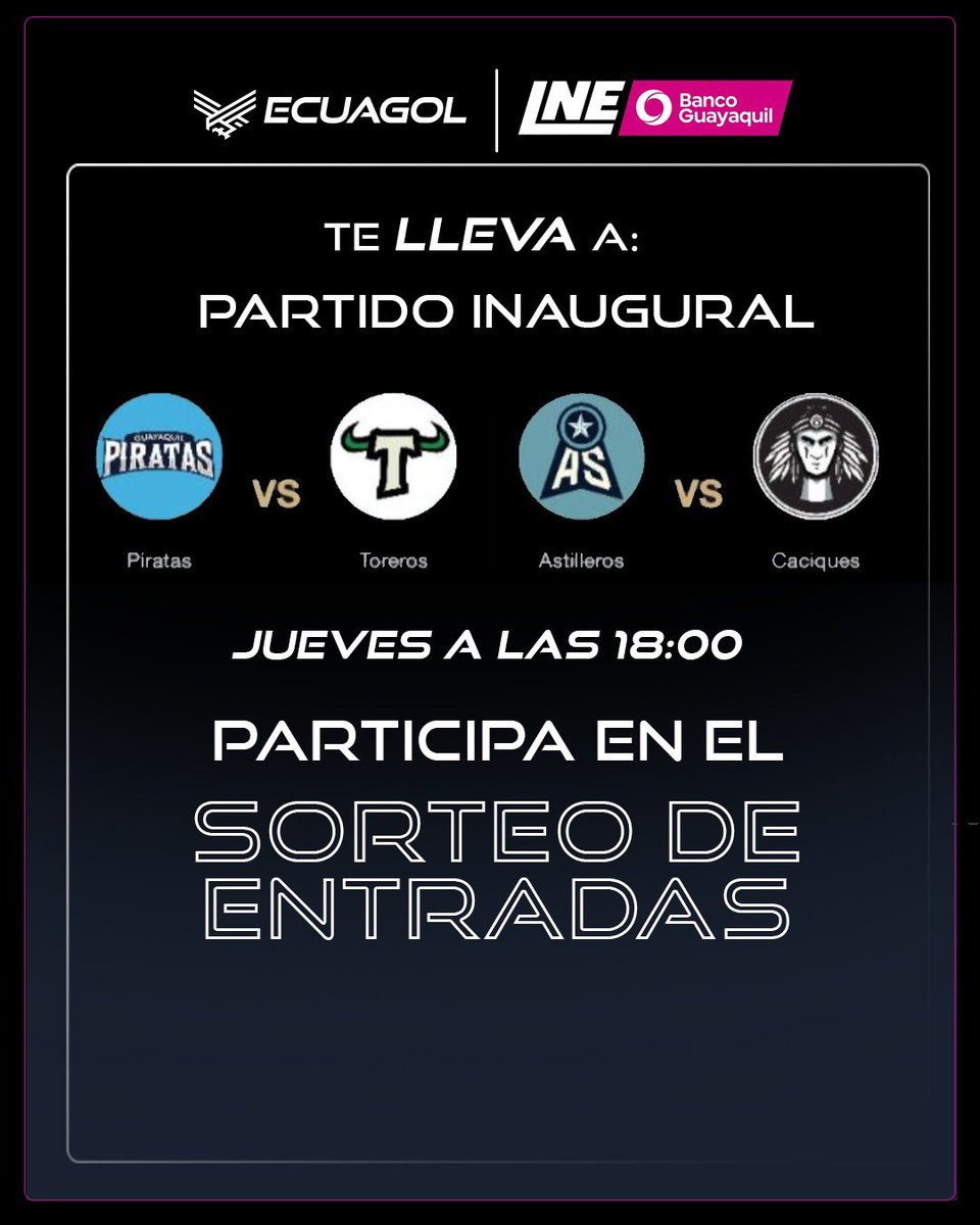 SORTEO 🎟️ de entradas gracias a <a href="/BancoGuayaquil/">Banco Guayaquil</a> y @ecuagol 

Te llevamos al partido inaugural de <a href="/LNEecuador/">Liga Nacional de Ecuavóley</a> siguiendo los siguientes pasos: 

1) Dale RT a esta publicación 
2) Comenta con quién irías 

#Ecuagol