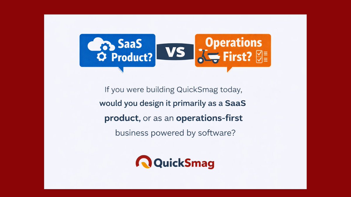 tentacles5050's tweet photo. Honest question for founders and builders
When you hear @QuickSmag, what do you think we're building?
A SaaS product?
A marketplace?
A logistics engine with an app on top?

A lot of people assume:
"Just build it as a SaaS and scale." https://t.co/kbhzCHohhE
