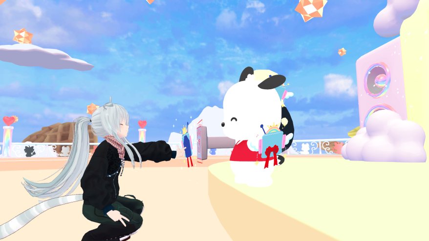 #Questラジオ体操部 #サンリオVfes 
寝坊したけど大歓喜！！！会えたよポチャッコ大先生と！！！