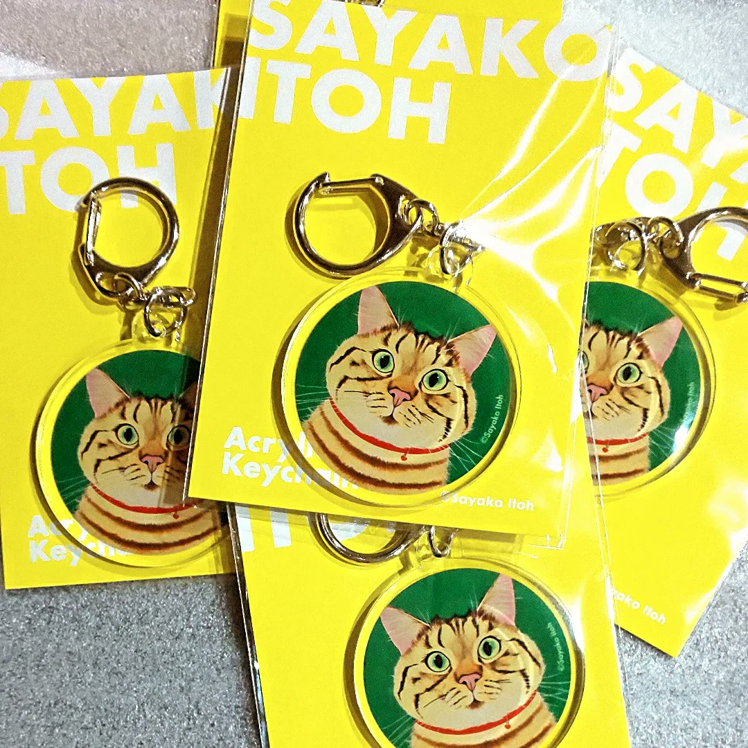 💚2/18からの仙台三越での個展で絵をお買い上げのお客様にプレゼントのノベルティにゃ💚
💚アクキーにゃ～💚