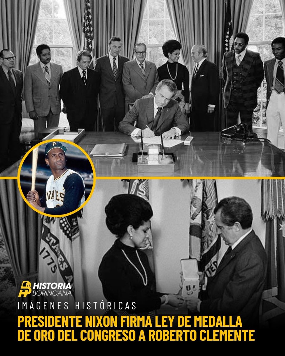El 14 de mayo de 1973, el presidente Richard Nixon firmó la legislación federal que reconoció a Roberto Clemente con la Medalla de Oro del Congreso, meses después de su muerte en un accidente aéreo.

Según un informe del Congressional Research Service, Roberto Clemente fue el