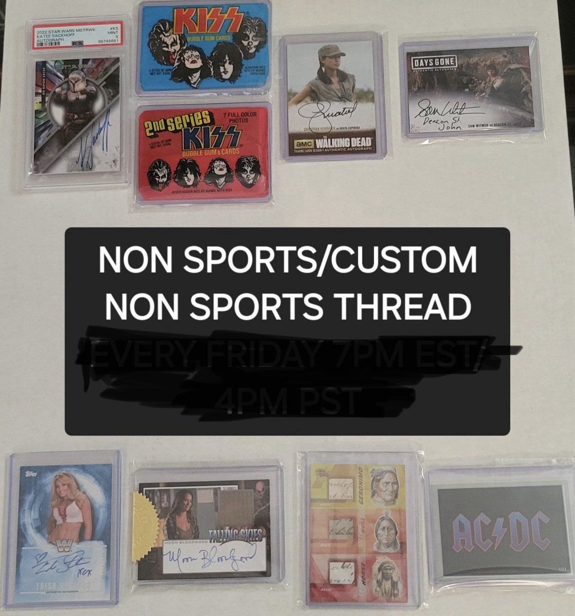 It’s time to join <a href="/ElijahFree66/">Elijah Free</a> and myself for tonight's nonsports card thread NOW!!! 
Anything Collectible goes.
Pokémon, Yu-Gi-Oh, Star Wars, Custom Cards, Action Figures, Hotwheels, Video Games, Marvel, Walking Dead, Books, Magazines, etc. See you there! #TBBReposts #TBBCrew