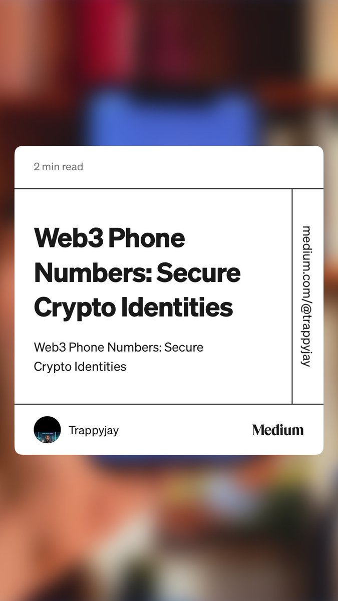 SkinnyNikkaJay's tweet photo. “Web3 Phone Numbers: Secure Crypto Identities” by Trappyjay 

#Web3 #CryptoSecurity #DigitalIdentity #BlockchainTech #DecentralizedFuture #CryptoLifestyle #Web3Revolution #SecureCommunication #CryptoInnovation #FutureOfPhones #DID #DataPrivacy
 https://t.co/XgrCxcuLSR https://t.co/g4B5Mq40Lb