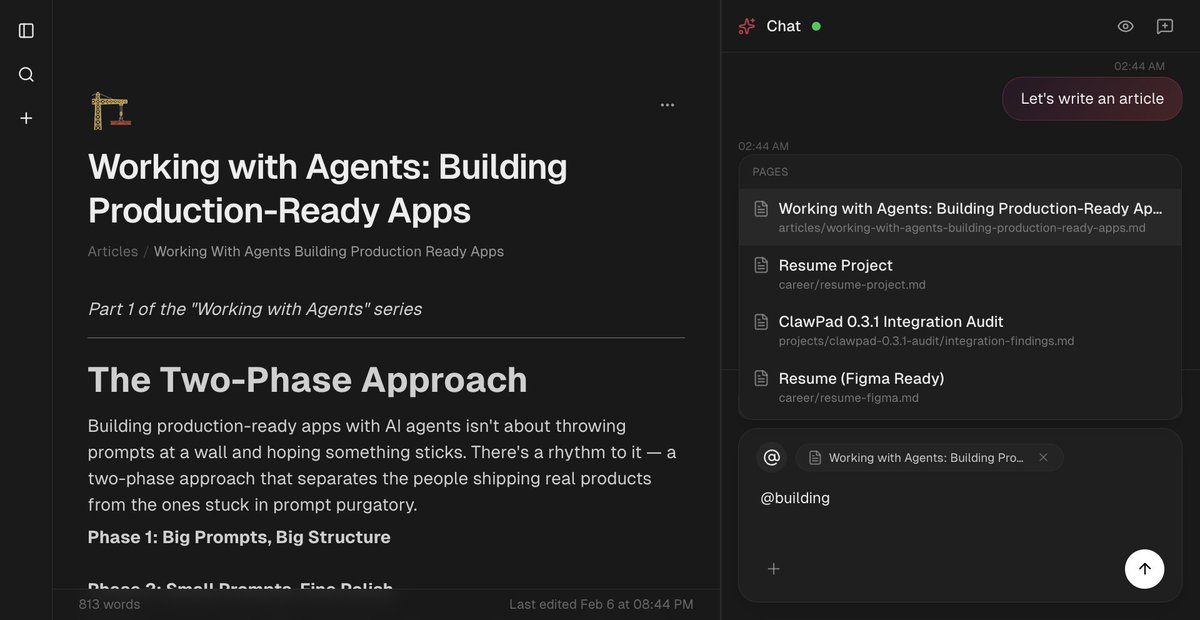 ezzworld's tweet photo. Just shipped ClawPad 🚀

A Notion-style workspace where your AI agent writes with you. Local-first, open source.
https://t.co/KWMYCYOFSv

Built for the @openclaw community. 🦞

#Clawdbot #OpenClaw https://t.co/tuJPzC92u1