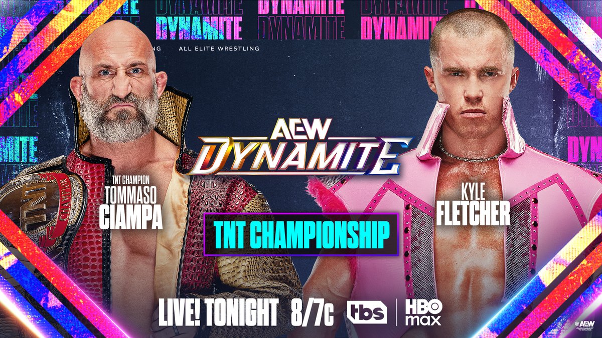 AEW's tweet image. TONIGHT!

What part of Wednesday Night #AEWDynamite are you most excited to watch?

Tune in LIVE at 8/7c on @TBSNetwork + @SportsOnMAX, TONIGHT!