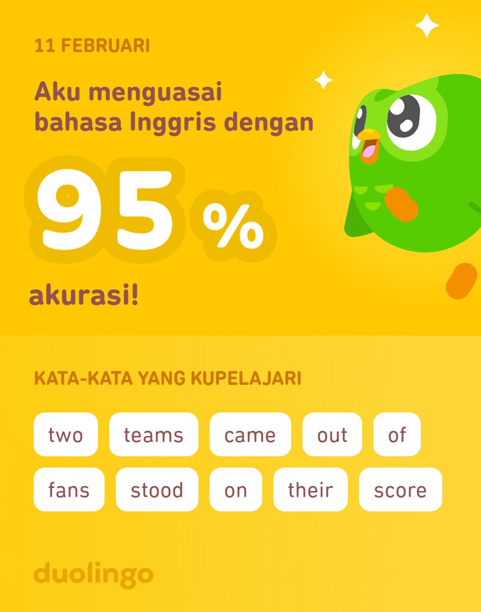 Aku sedang belajar bahasa Inggris di Duolingo! Seru, efektif, dan gratis!