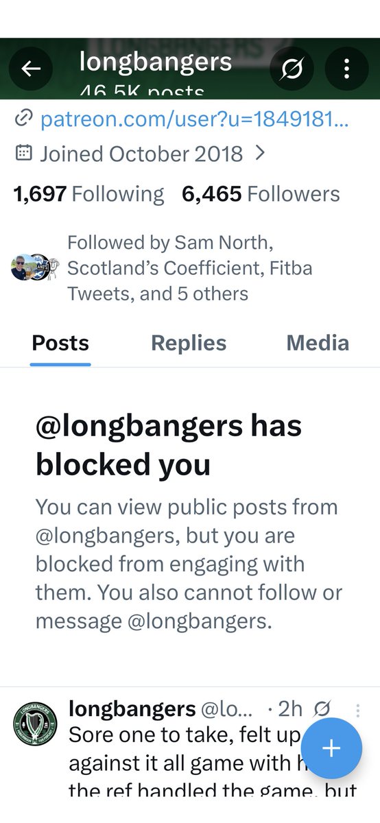 Short story about <a href="/longbangers/">longbangers</a> , what I wrote in the 27th after Hibs won ...  "Give it out,
as long as you can take it
back, you'll block
everyone that tries to slag Hibs ". Without even engaging with them tonight, this is what happens 😂😂😂,  bunch of absolute amateur shitebags
