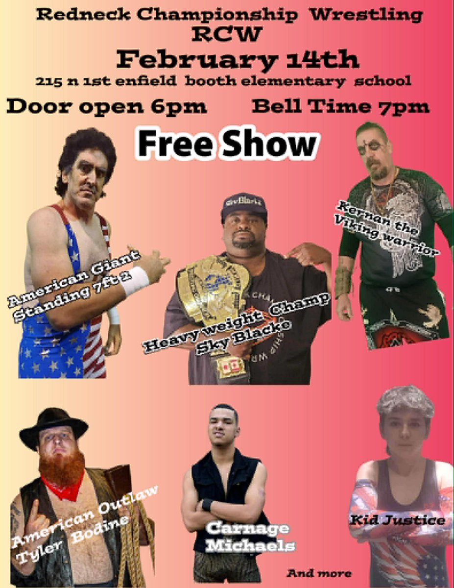 D-Bling Radio Show tonight 7pm-9pm cst
Brought to you by RCW John Roberts III
Feat Artist OdotPdot Riordan " Bounce Back"
offtopradio.com offtoprecords.net
RCW-Rednek Championship  Wrestling