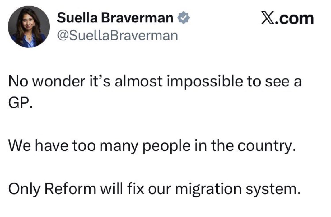 I have multiple health problems. Heart, lungs, back, blood (diabetes), etc.

The majority of health care professionals dealing with my multiple problems are immigrants. Without them I’d be f*****d.

You are a destructive idiot.