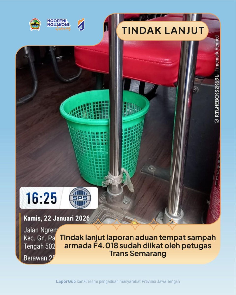 LaporGub_'s tweet photo. π Sambat Tuntas:
Tempat sampah di dalam Bus Trans Semarang kini diikat agar lebih rapi dan tidak mengganggu penumpang.
Terima kasih atas laporannya!
Pelayanan publik terus berbenah.
#LaporGub
#TransSemarang
#SambatMudah
#NgopeniNglakoni
#LayananPublik
#LayananDigital https://t.co/g5NjXqQChL