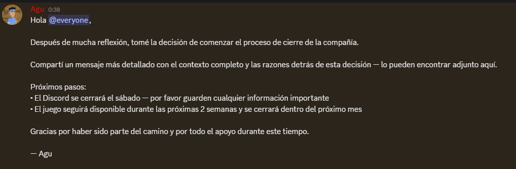 Sinceramente me entristece ver esta noticia, aunque la situación estaba clara desde hace mucho tiempo.
El cierre de <a href="/playmetasoccer/">MetaSoccer</a> es mas que el cierre de un manager web3, son muchos años, muchas cosas, en fin, creo que haré un video.

Suerte <a href="/agurod42/">Agu</a> en todo lo que te propones