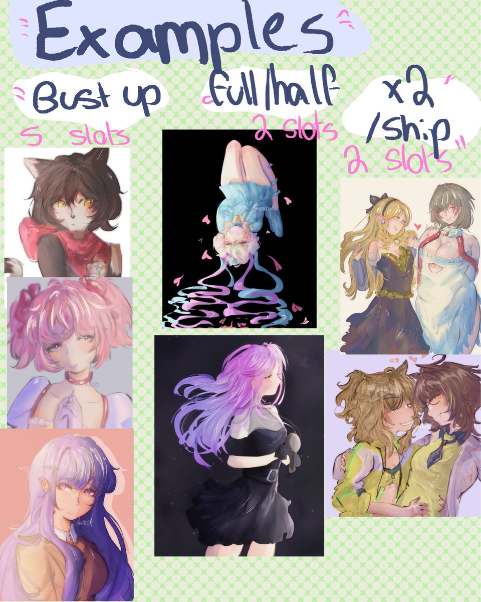 commissions are now open! prices and examples available here :) 
for more information visit my VGEN 
@/AAruuna404