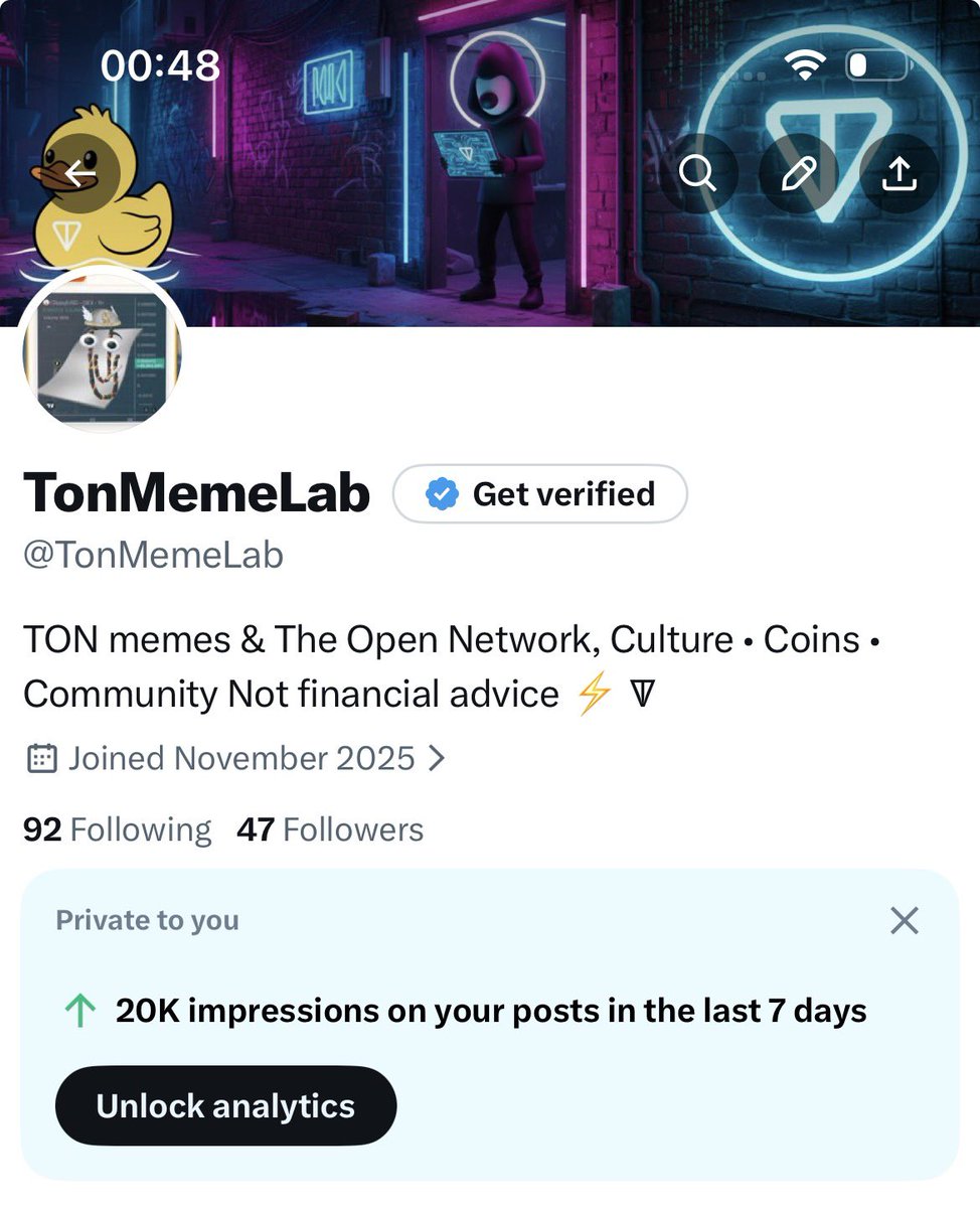 TonMemeLab's tweet image. Thank you for all the support in the past week!

20K impressions in a week!!!

It has been crazy but enjoyable.

If you want to connect drop me a follow and I will follow back 🤝

#Followforafollow