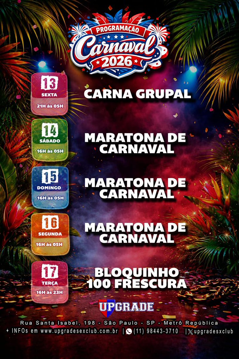upgradesxclub's tweet photo. Programação de carnaval esta mais gostosa do que nunca, vamos elevar o nivel do seu carnaval com muito sexo e diversão.

https://t.co/d9DiD3x4Vs

@RogeriodotaduSp @FelipeSLRock @Musclegaybr @Driv3rSP @TinhoGus @pietrocrvlho @DOTADUSXXX @Paudekavalo @Gustavao_22 @Dylan6572886238 https://t.co/G2BuIz5Ofg