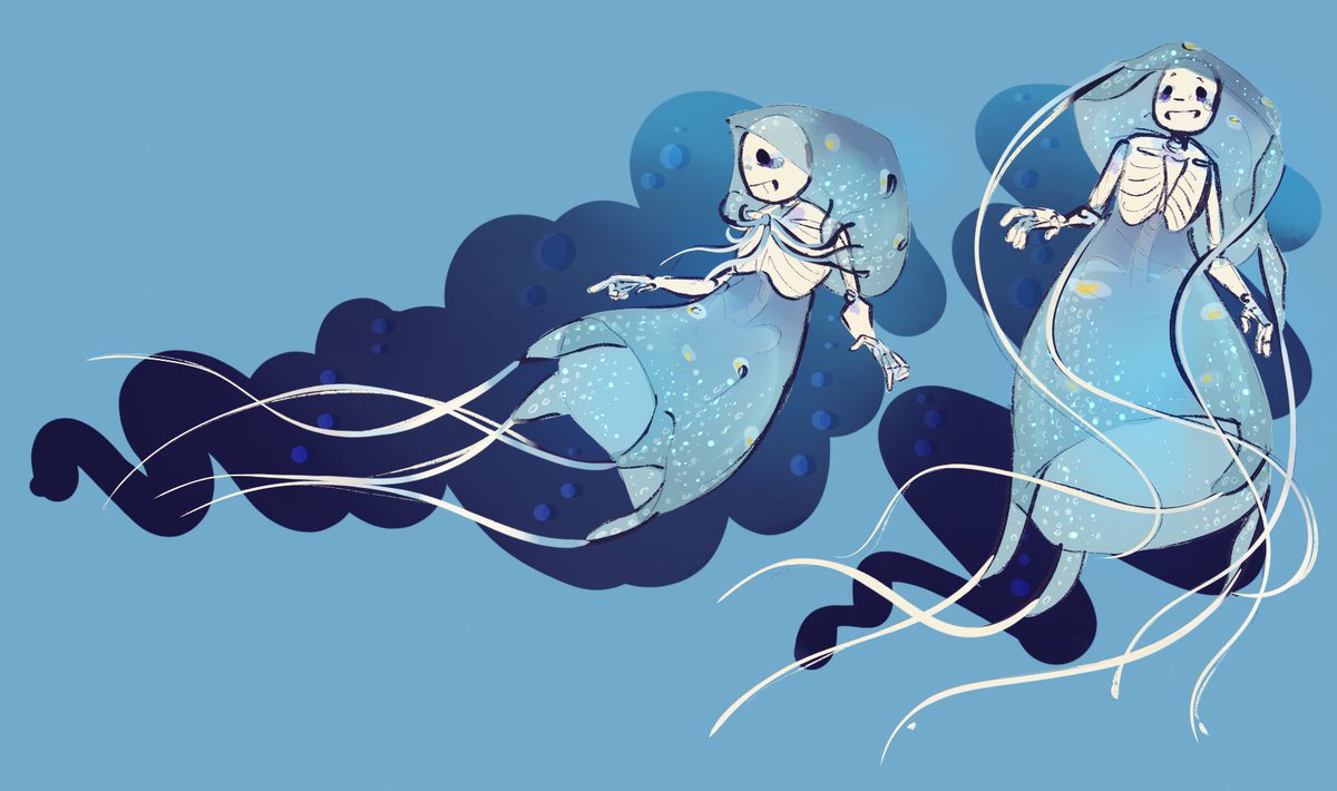 cryingwaffels's tweet photo. box jellyfish reaper and selkie geno 🪼🦭 https://t.co/KrApI9o0mr