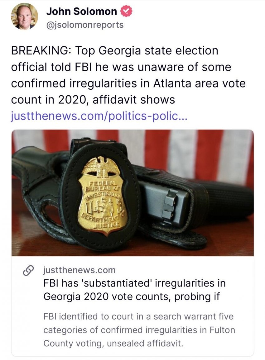 🚨속보) FBI, 2020년 조지아주 투표 과정에서 중대한 부정행위 입증