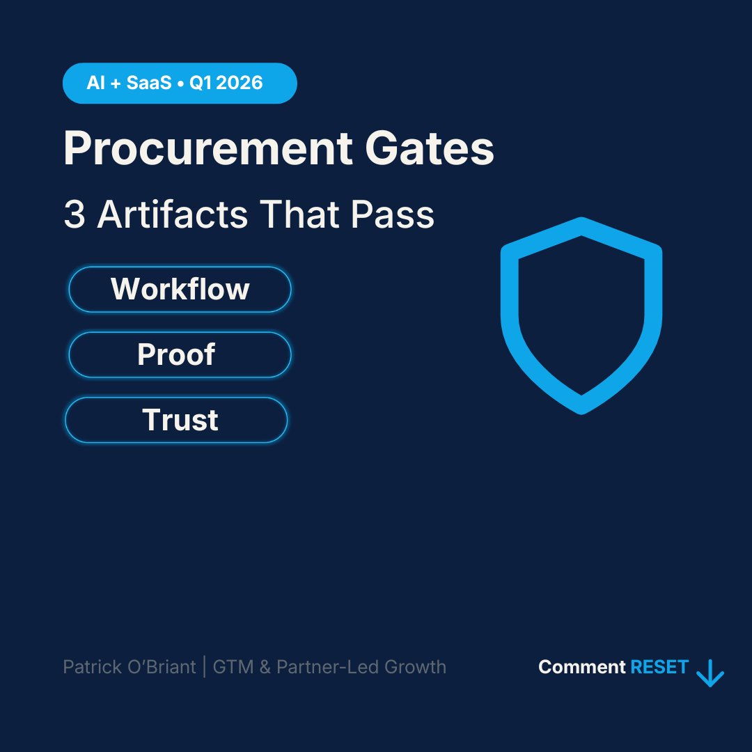 psobriant's tweet photo. AI demos are not losing. Procurement is winning.

In 2026, GTM winners need:
Workflow map + Proof plan + Trust pack.

Which is missing most in your deals?

Full framework + RESET template on LinkedIn: https://t.co/MFY74Vs6lf

#EnterpriseAI #GTMStrategy https://t.co/Zgen1PJkHB