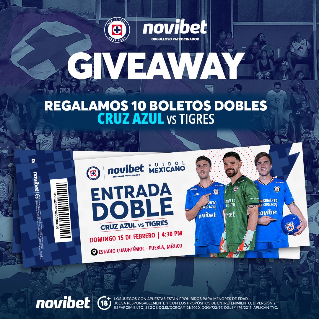 NovibetMexico's tweet photo. Sobrinos, vamos a recibir un partidazo. Los felinos vienen a nuestra casa y obvio todos queremos estar ahí 💙

Aquí les dejo los pasos para llevarse un pase doble de regalo 🎁

1️⃣ Obvio, seguirme por aquí.
2️⃣ Dar RT
3️⃣ Compárteme una foto apoyando a La Máquina con la camiseta actual 

¡Ganarán las fotos más divertidas! 😜

Anuncio resultados el viernes 13 😉

Consulta TyC de la dinámica en este enlace 👉 https://t.co/imIhPK8PKn