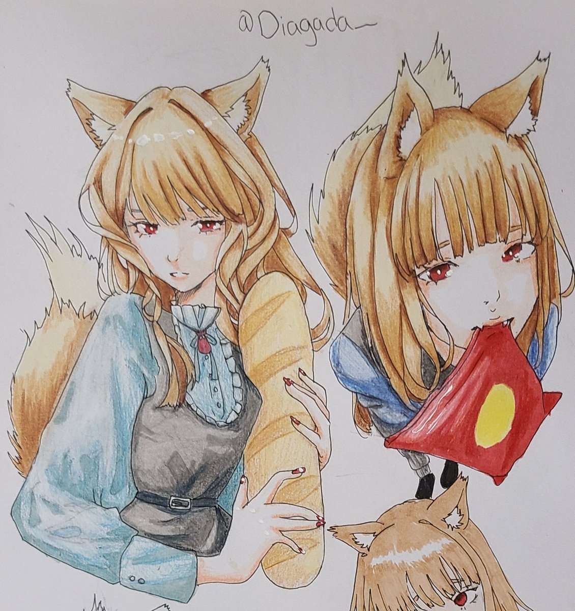 Diagada_'s tweet image. Happy 20th anniversary to #spiceandwolf. Snack Holo colored 😋