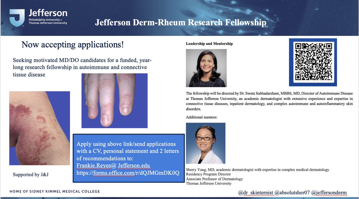 Applications now open for a funded derm rheum research fellowship!
