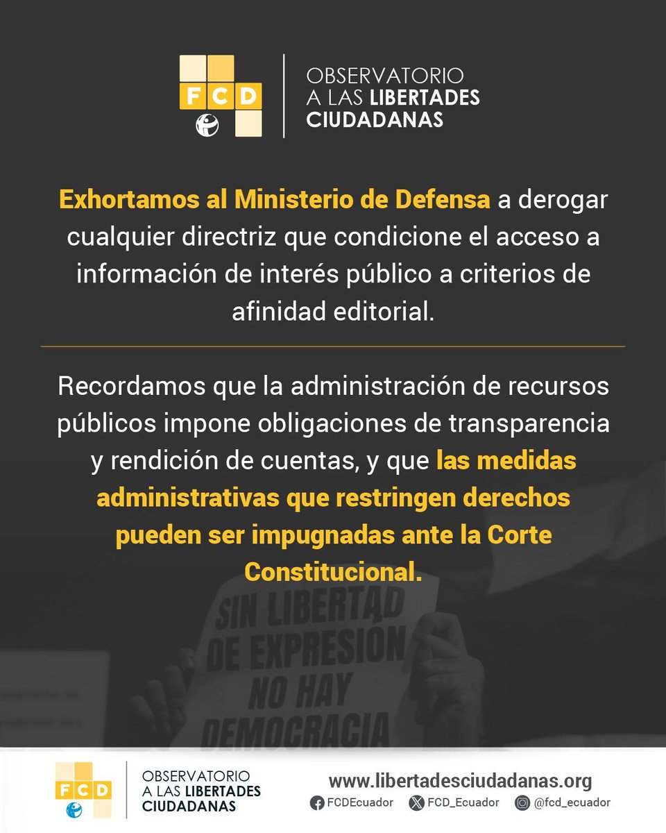 Una disposición administrativa del Comando Conjunto de las Fuerzas Armadas restringe la cobertura periodística con criterios discrecionales. Condicionar el acceso a la información pública por no afectar la “buena imagen” de una institución pone en riesgo la libertad de prensa y