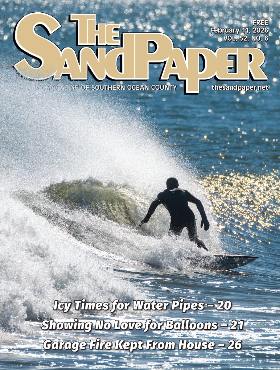 Immersed in full-strength winter cold protection, a hardy surfer Monday near the Holgate Wooden Jetty brings to mind a replica of Spiderman – or his dark nemesis.
📸 Ryan Morrill 📸 @ryanmorrillphotography #thesandpaper #thesandpaperlbi #longbeachisland #lbi #nj #njshore  #njnews