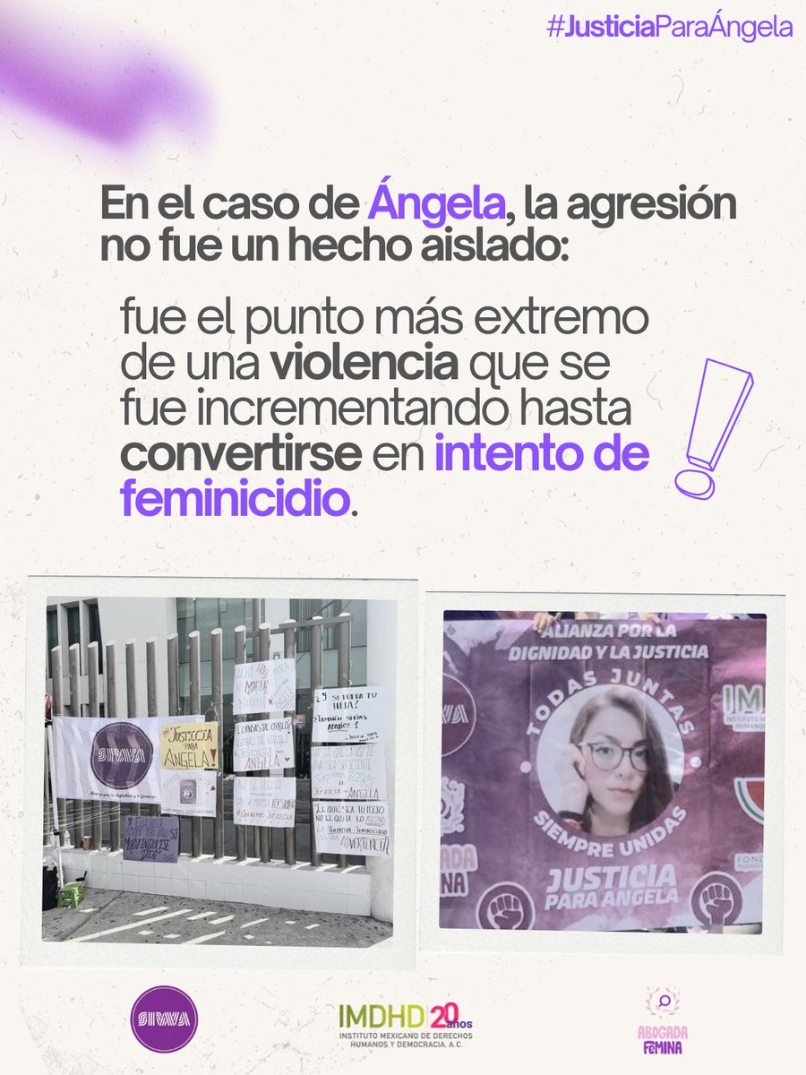 No fue un ataque de ira.
Fue violencia feminicida.

Ángela sobrevivió a un intento de #feminicidio ⚠️ después de una escalada de violencias que no comenzó ese día. Antes hubo agresiones, control y golpes que fueron minimizados y normalizados 💥.
El ataque que casi le cuesta la