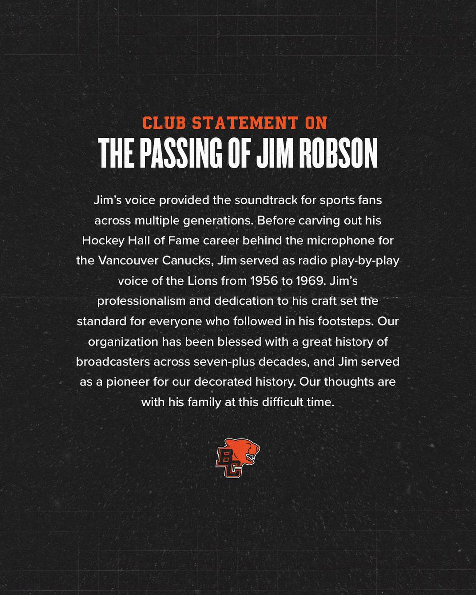 Our thoughts are with the Robson family. 🧡