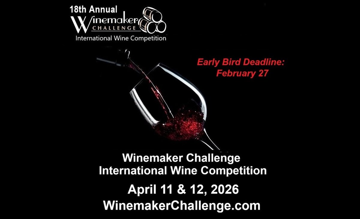 Enter the 18th Annual Winemaker Challenge International Wine Competition by February 27 to take advantage of the Early Bird discount.  
Good luck!
WinemakerChallenge.com