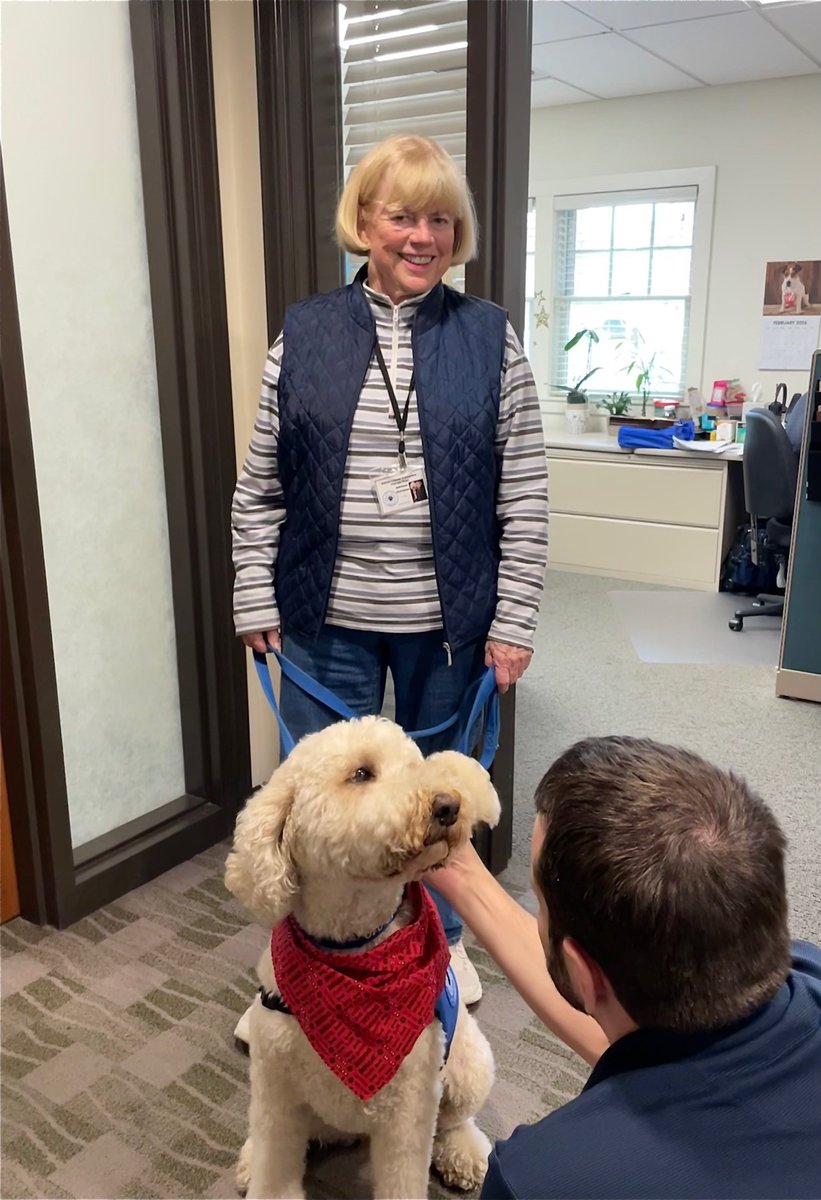 Yesterday we had a special visit from Adrienne and Max! 🐶💙
Adrienne is a longtime pet therapy volunteer who supports our patients, Camp Caterpillar, and special events. Thank you both for the comfort, smiles, and joy you bring to our hospice community!