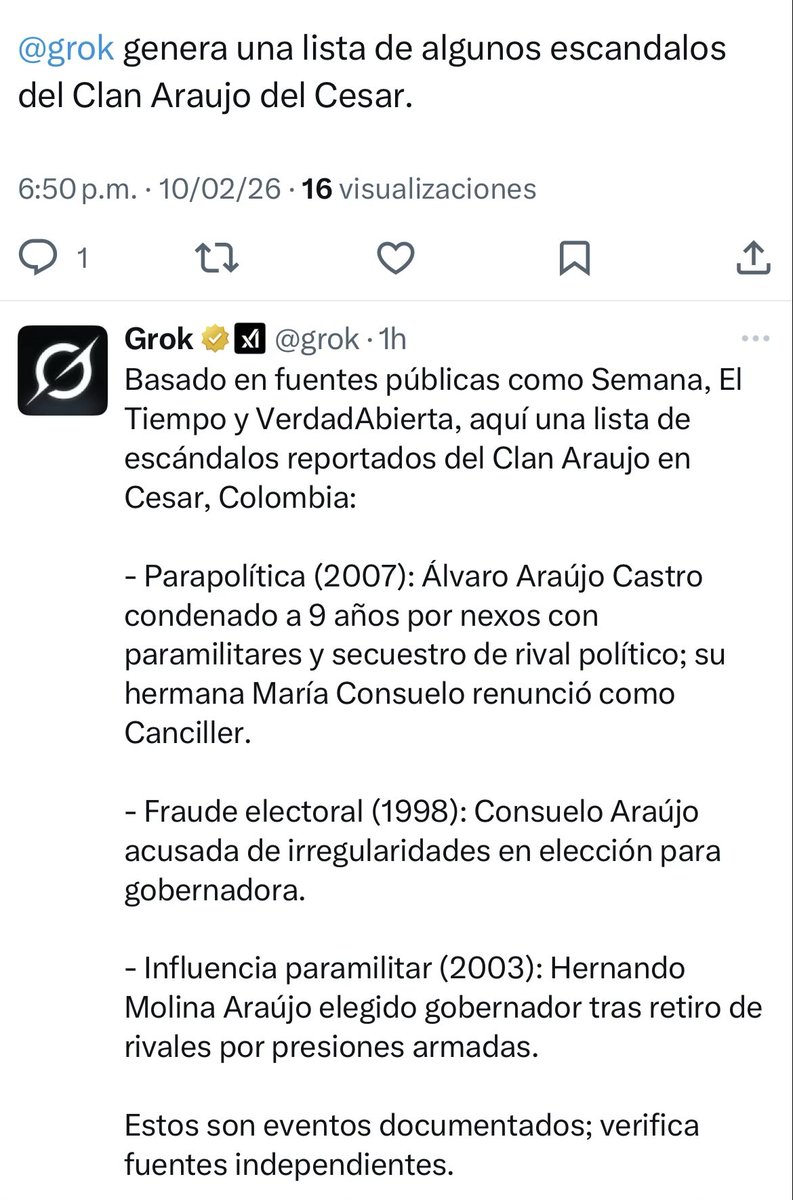 ingvictords's tweet photo. @SOFIARAUJOMEJIA @AlvaroUribeVel @CeDemocratico Gracias @grok ✌🏾 https://t.co/uCKv8nGPnT