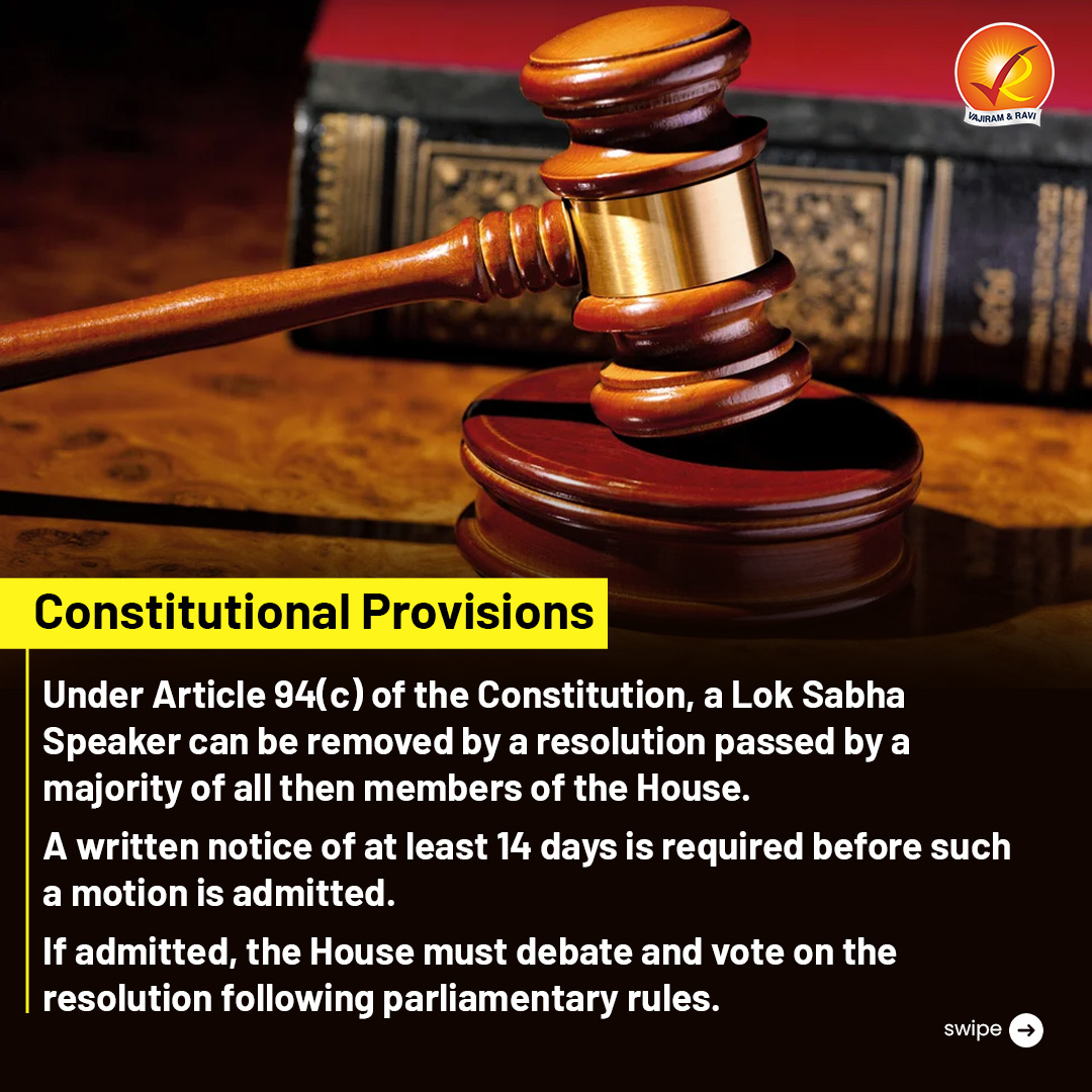 VajiramRavi's tweet photo. #StudywithVajiram : With a no-confidence motion now in focus, here’s a quick breakdown of the constitutional process and what it means for Parliament.
#LokSabha #LokSabhaSpeaker #OmBirla #IndianParliament #Article94 #IndianConstitution #NoConfidenceMotion #ParliamentaryProcedure https://t.co/J3NooL4yNe