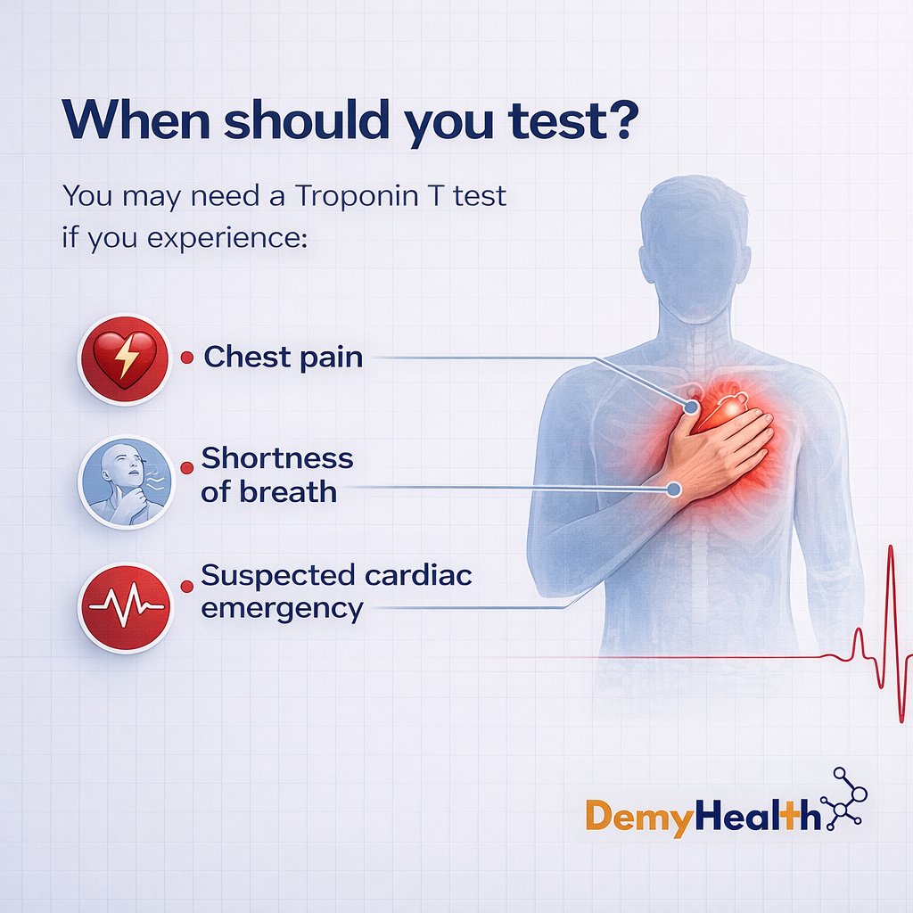 DEMYHEALTH's tweet image. The Troponin T test helps detect heart muscle damage and is essential in diagnosing heart attacks. 

Get tested at DemyHealth.

Abuja- 08092776069, Amuwo- 08092776065, Lekki- 07065838743, Anambra- 08145240114, Aba- 08164289092

#TroponinT #CardiacTest #DemyHealth