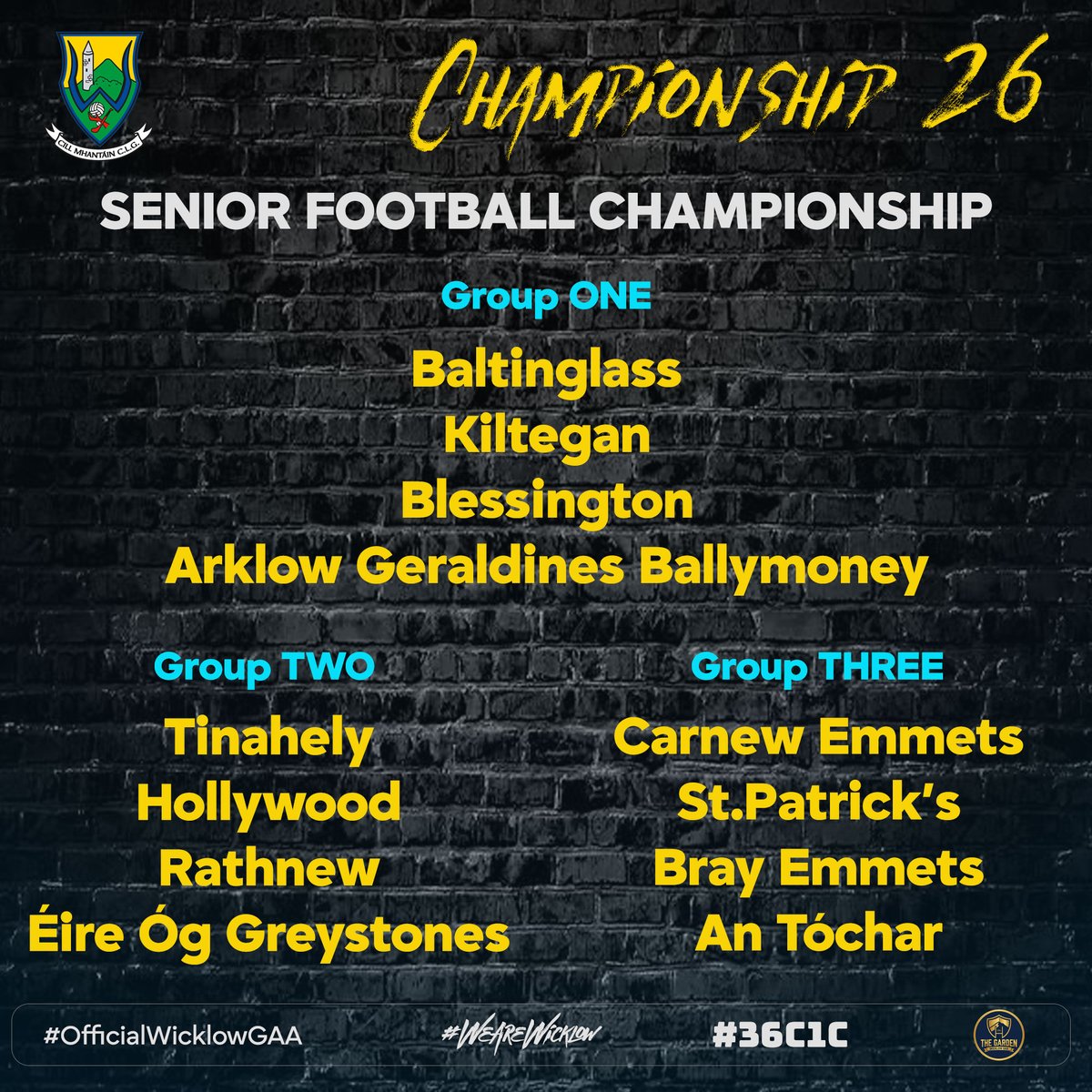 wicklowgaa's tweet photo. The wait is over! ๐คฉ
The draws for the 2026 @wicklowgaa Championships are IN. Swipe to see the groupings for Senior, Intermediate, and Junior A.
Which "Group of Death" stands out to you? ๐
#WicklowGAA #GAA #GardenCounty #ClubChampionship https://t.co/3xWSNqFpZv