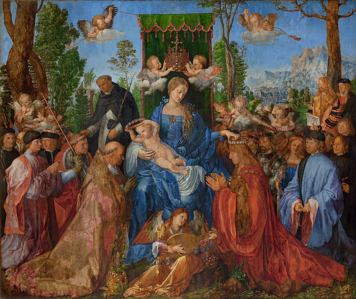 BauleMontse's tweet photo. La Fiesta del Rosario, 1506, Alberto #Durero. Es una pintura en óleo y se conserva en la Galería Nacional de Praga.
Se observa una profundización en los detalles, que Durero cuidó de representar bien para lograr un mayor realismo. https://t.co/PZOJcswF6R