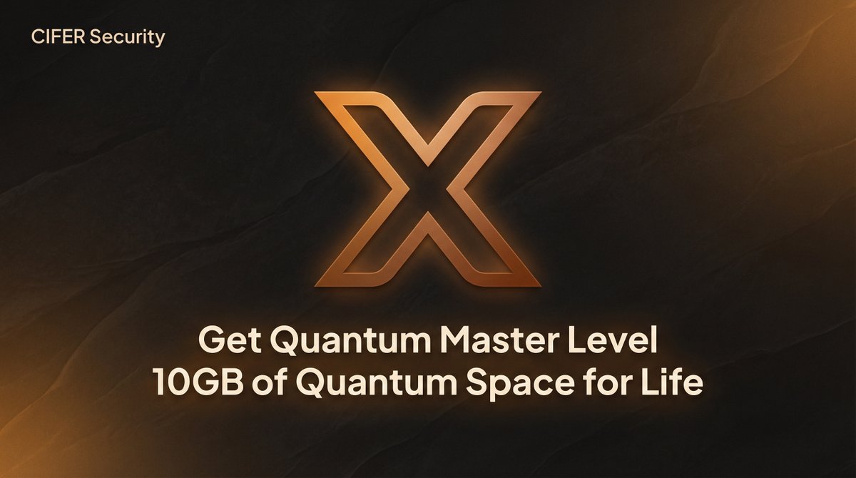We’re giving away 3 lifetime accesses to CIFER Security Hub.

10GB of Quantum Space. For life.

To enter:

• Like
• Repost
• Mention someone

3 winners.
Quantum Master Level unlocked 🔐
Winners announced tomorrow.
