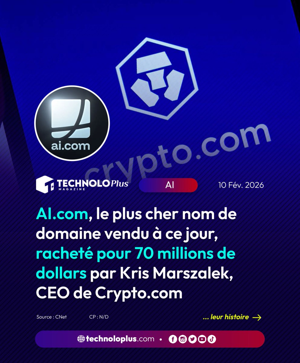 technoloplus's tweet photo. Arsyan Ismail a révélé avoir acheté le nom de domaine https://t.co/nGYPcJgqZC à l'âge de 10 ans pour une centaine de dollars seulement, car les lettres « AI » correspondaient à ses initiales. #technoloplus https://t.co/eJEO7zLrNe