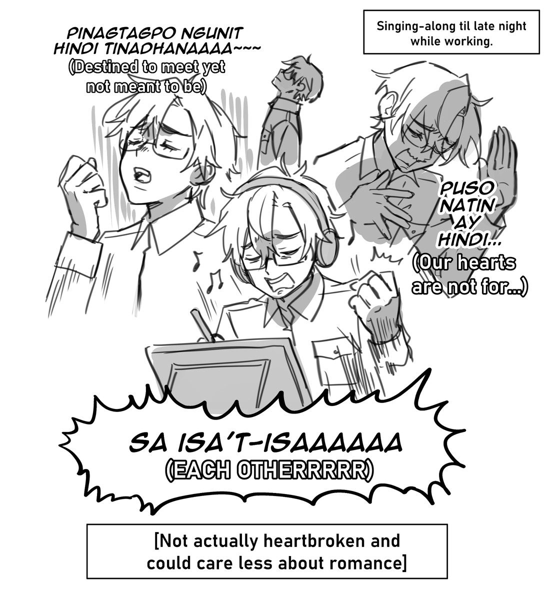Listening to people's concerts while working ❌

Listening to my own concert while working ✅

(perks to having karaoke kekkei-genkai🤣) 