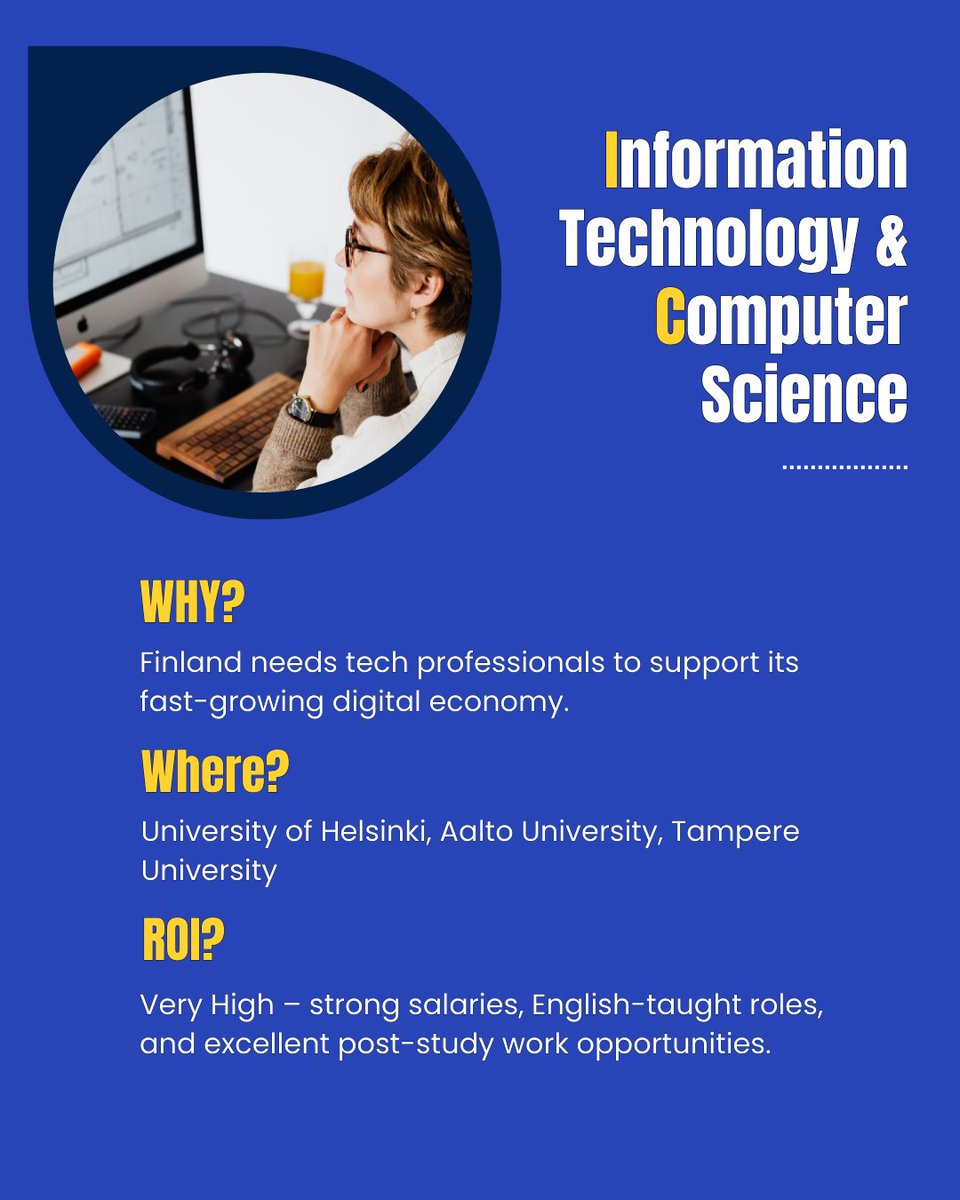 StudentGradLtd's tweet photo. Dreaming of studying in Finland? Your future starts with the right course!

Finland is becoming one of the top destinations for international students — from Information Technology &amp; Engineering to Data Science, Sustainability, and Healthcare.

#StudyInFinland #StudentGrad #Study https://t.co/hIMWRfshwU