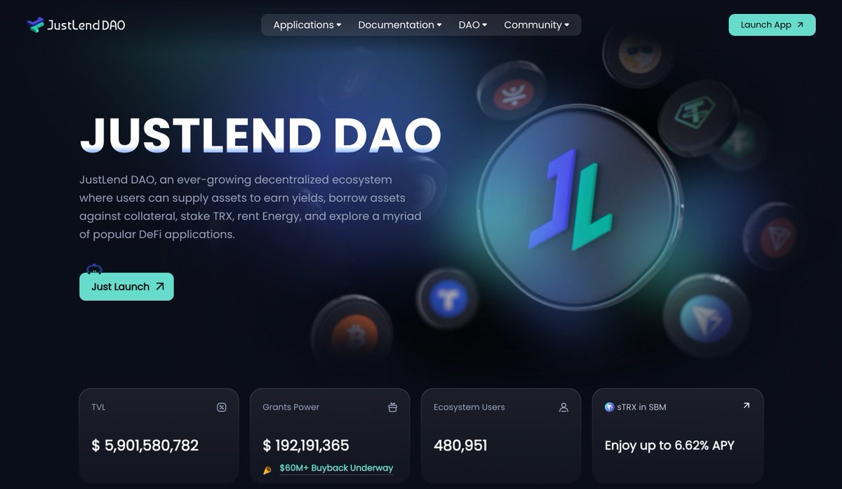 DeFi_JUST's tweet image. 💥Weekly #DeFi snapshot: #JustLendDAO

TVL: $5.90B
Grants: $192M+
480K+ users

Earn up to 6.62% APY with #sTRX. Are you in or missing out?
