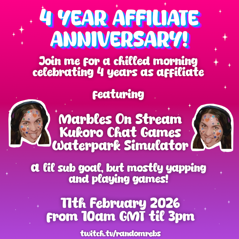 See you in a couple of hours!!

twitch.tv/randomrebs