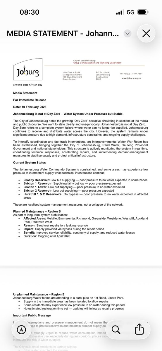 ferialhaffajee's tweet image. Joburg. There’s going to be an inter-governmental WATER WAR ROOM to deal with the city’s water crisis.  This joins the BOMB SQUAD and the HIGH IMPACT SERVICE DELIVERY UNITS and the PRESIDENTIAL WORKING GROUP ON JOBURG. You see the pattern here? They all don’t know WTF they doing.