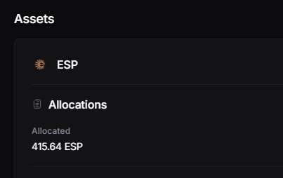 $ESP のアロケが<a href="/magna_digital/">Magna</a>で確認できます！

✅Claim日時：2月12日21時（JST）
✅チェーン：Ethereum
✅アロケ確認：🔗app.magna.so/portfolio
エアドロ登録したときのWalletを接続したら見れます！

✅CA
0x031De51F3E8016514Bd0963d0B2AB825A591Db9A