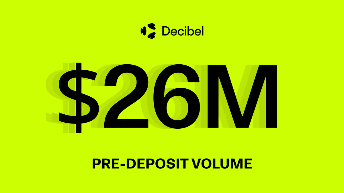 DecibelTrade's tweet photo. Volume update: Over $26,000,000 deposited in just 6 hours! 👏

That’s capital that’s ready to trade louder, faster, fully onchain.

Earn rewards for positioning early: https://t.co/poDk75fZsn https://t.co/kiOjNvHX0j