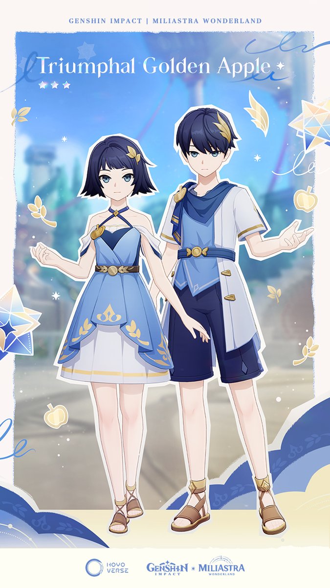 "Luna V" - Miliastra Shop Exceptional Cosmetics
#GenshinImpact #MiliastraWonderland

★ Exceptional Cosmetic | Triumphal Golden Apple
Wear the emblem of the golden apple over your heart, a symbol of all that is positive. May the favor of the god of victory accompany you on your