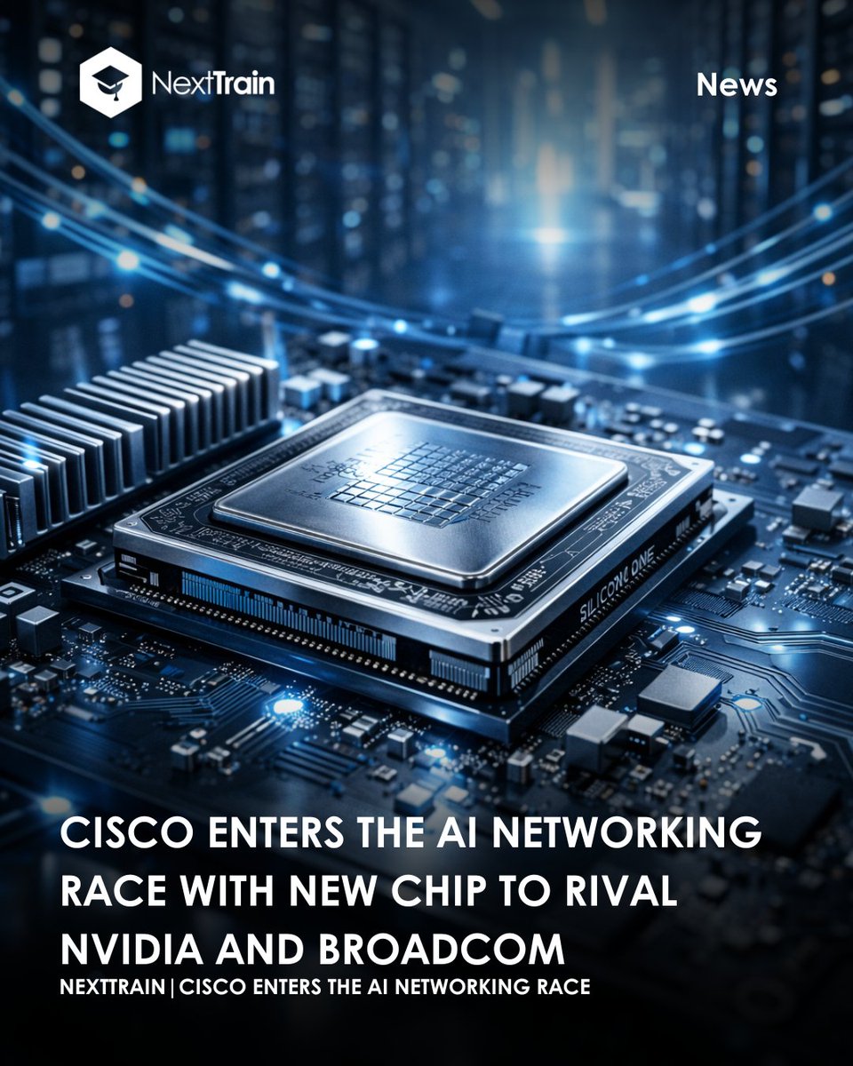Cisco’s new Silicon One G300 AI networking chip is here 28% faster data flow, 3nm tech, and built to rival Nvidia &amp; Broadcom in the $600B AI boom.

Networking just became AI’s new frontier.

Learn more at nexttrain.io

#AI #Cisco #DataCenters #Nexttrain