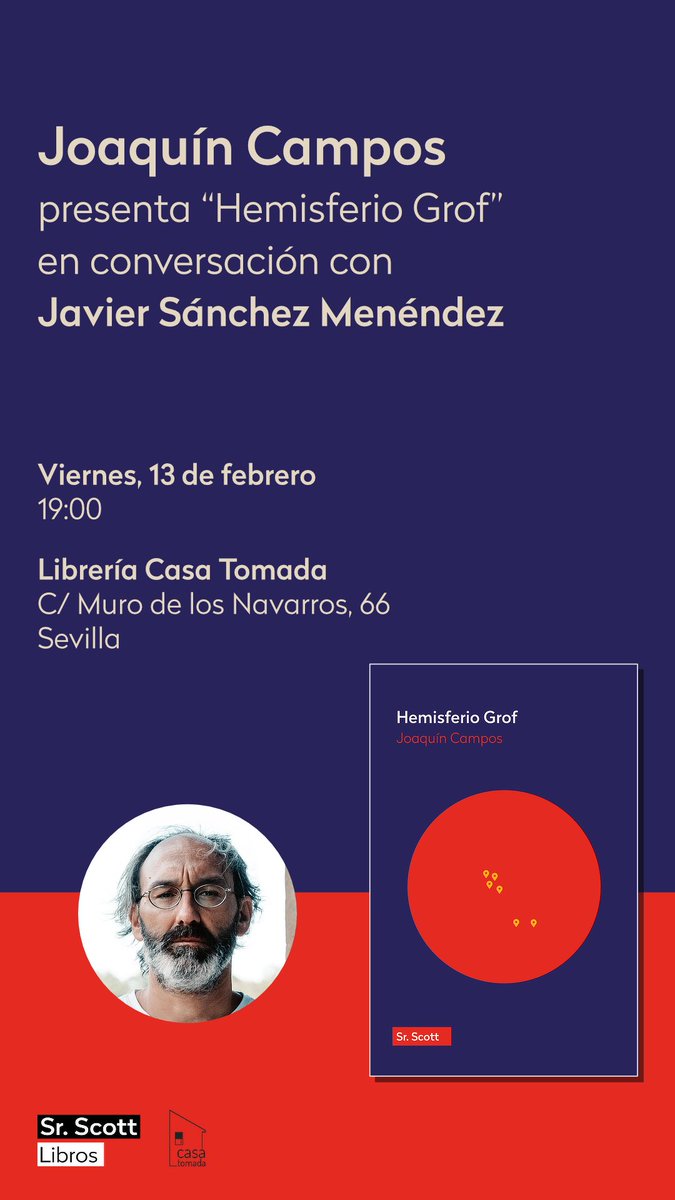 JSMenendez's tweet photo. Debido a las inclemencias del tiempo esta presentación se aplazó.
Pero ya tenemos nueva fecha.
Será este viernes en la librería Casa Tomada de Sevilla.
¡Os esperamos! https://t.co/zNWm5yViJ9