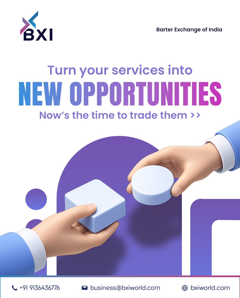 bximarketplace's tweet photo. Your services are assets.
Put them to work.

Trade with BXI. Access marketing, travel, hospitality and more using trade credits.

#BXI #TradeSmart #Barter #BusinessGrowth #B2B https://t.co/NEhzuJg5gV