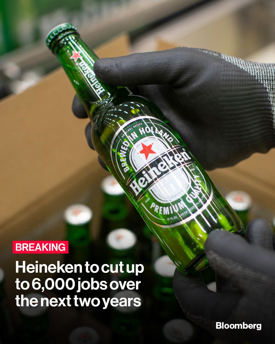 business's tweet image. Heineken will cut 5,000 to 6,000 jobs as the Dutch brewer faces a slump in demand for alcohol. Read more: bloom.bg/3Mi7csC

📷️: Jasper Juinen/Bloomberg